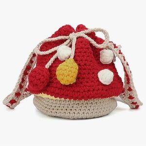 Handmade crochet red mushroom bag